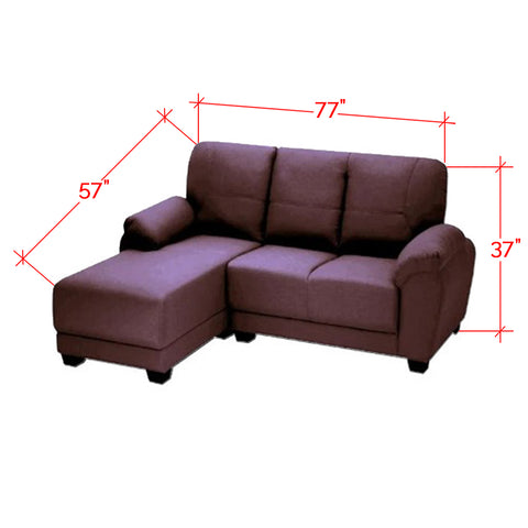 Image of Candy 3 Seater Leather/ Fabric L-Shape Sofa In 6 Colours