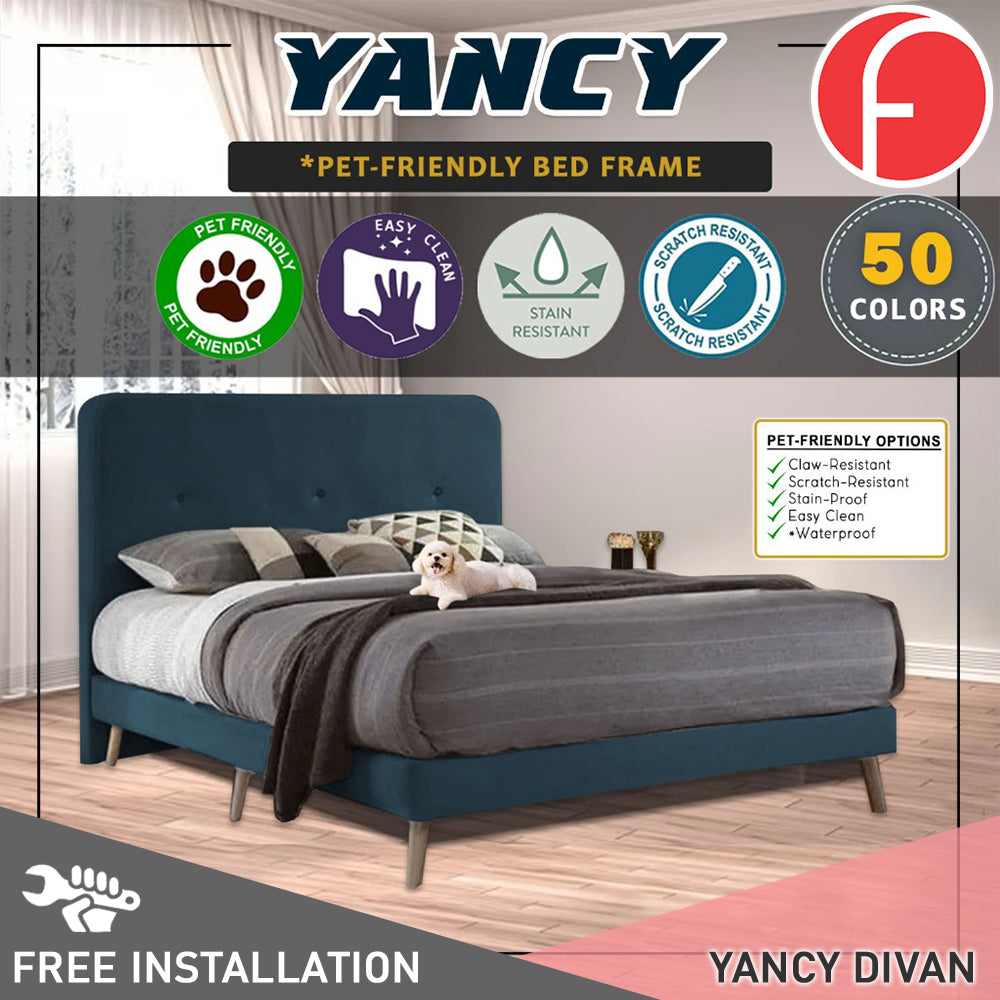 Diomire Yancy Divan Bed Frame w/ Mattress - PetFriendly Scratch-Resistant -All Sizes
