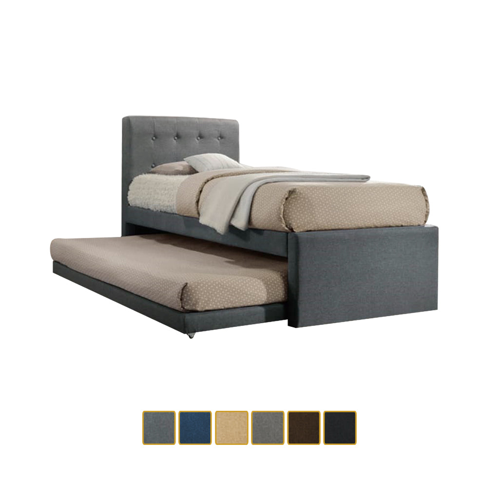 Sadie Single & Super Single Pull-Out Type Bed Frame Fabric and Faux Leather in 6 Colour