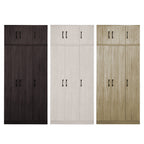 Munich Series 3-Door Soft Closing Wardrobe with Top Cabinet - w/ Mirror Add-On in 4 Colours