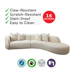 Perla Series Curved Shaped Sofa In Pet Friendly Scratch And Water Proof Fabric/Leather