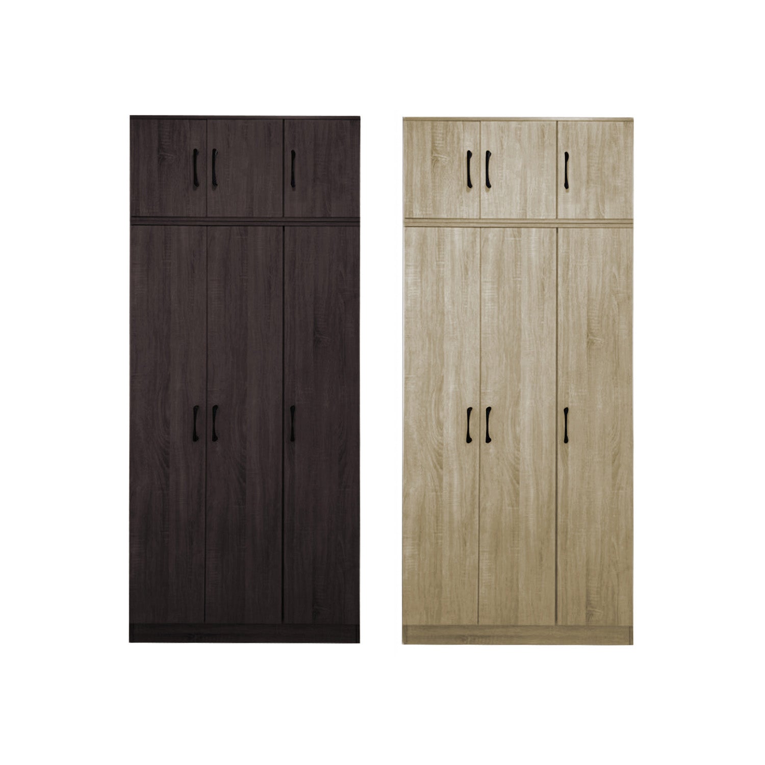 Munich Series 3-Door Soft Closing Wardrobe with Top Cabinet - w/ Mirror Add-On in 4 Colours