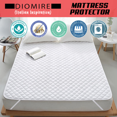 Image of Diomire Mattress Protector Anti Dust-mite Mattress Topper with Elastic Band - All Sizes Available