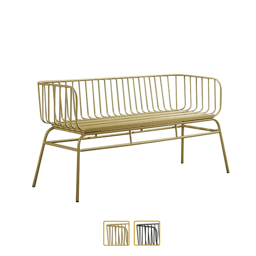 Maeve Series Top Quality Metal Bench in Black and Gold Color