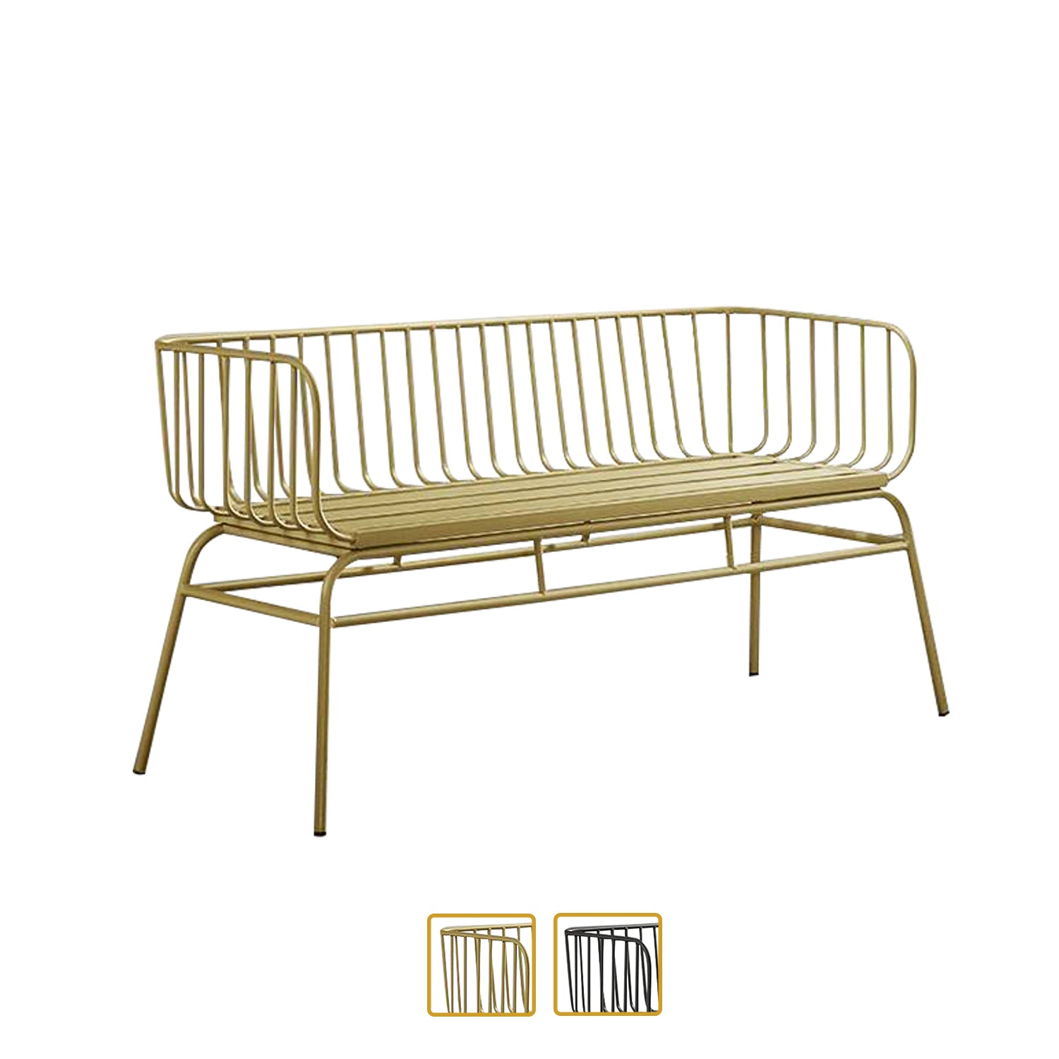 Maeve Series Top Quality Metal Bench in Black and Gold Color