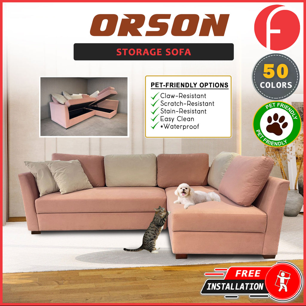 Orson 3-Seater L-Shaped Sofa with Storage High Density Foam w/ PetFriendly Options