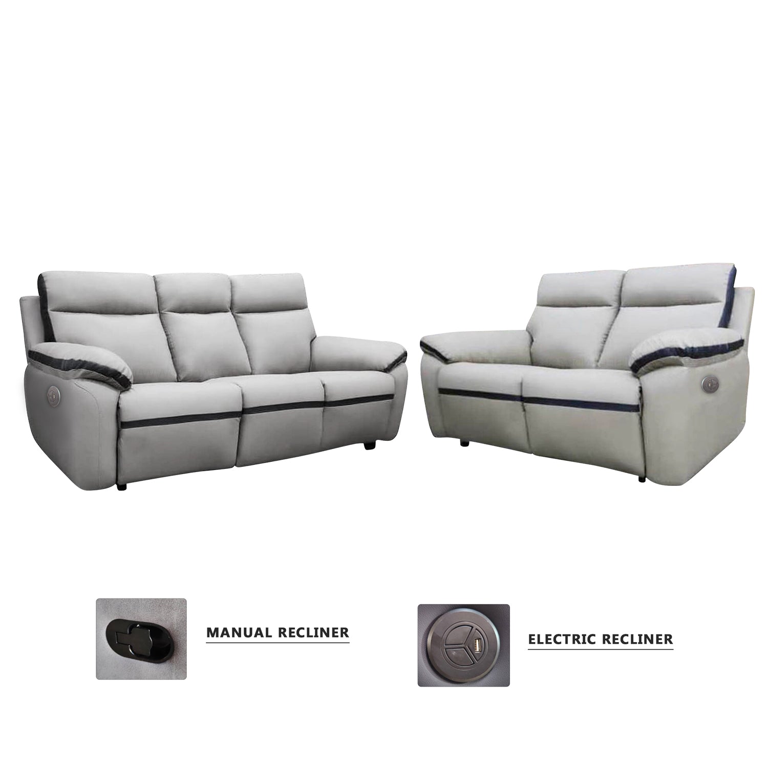 Sally Manual/Electric Recliner 2-Seater/3-Seater Sofa - w/ PetFriendly Fabric/Leather