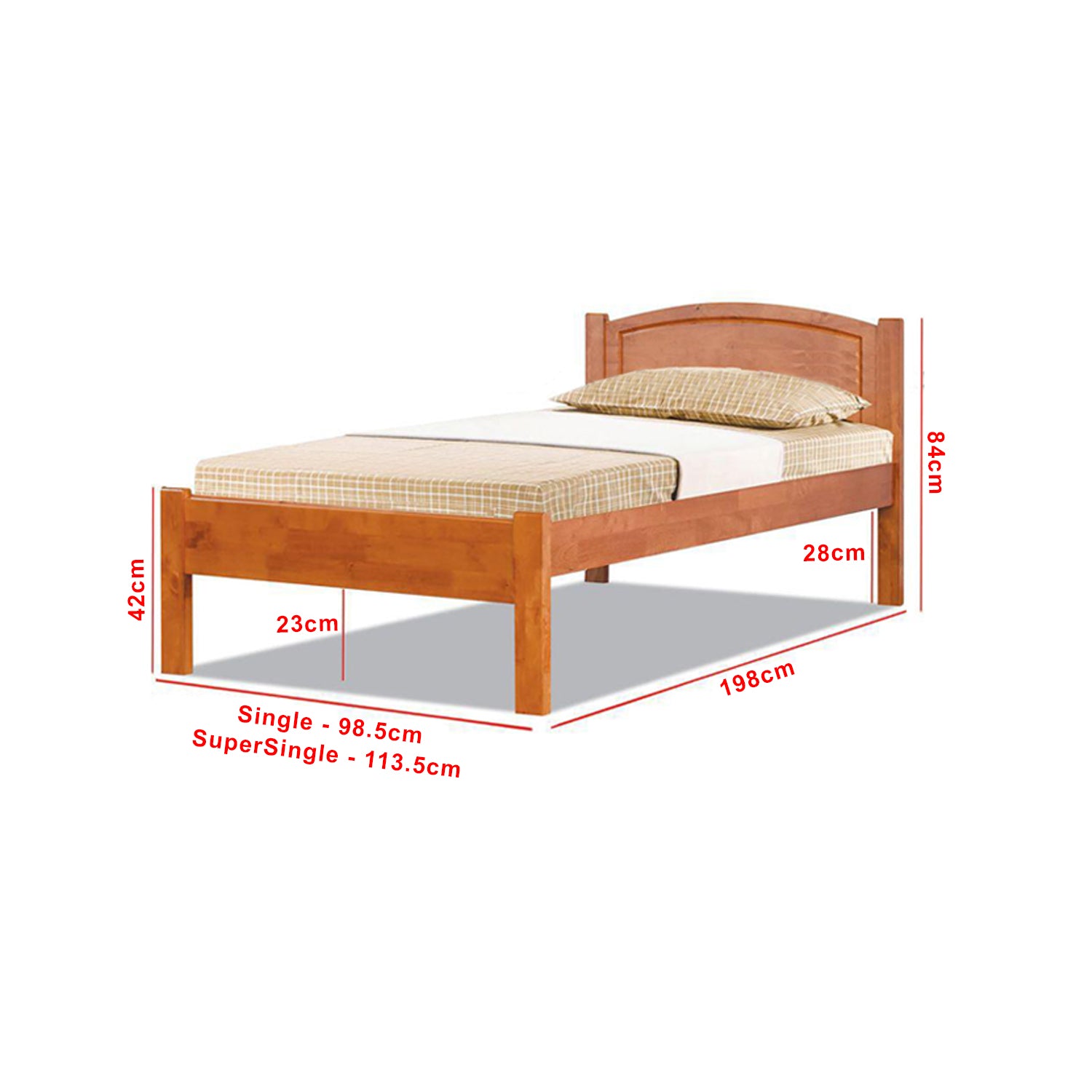 Finn Wooden Bed Frame White, Cherry, and Walnut In Super Single Size
