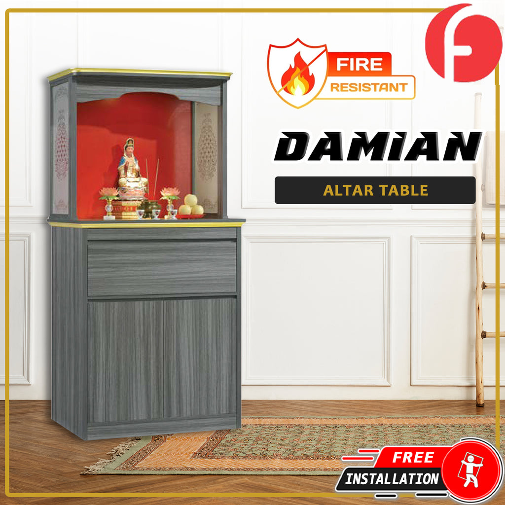 Damian Oriental Altar Table with Top Altar Cabinet Fire Resistant Altar Cabinet