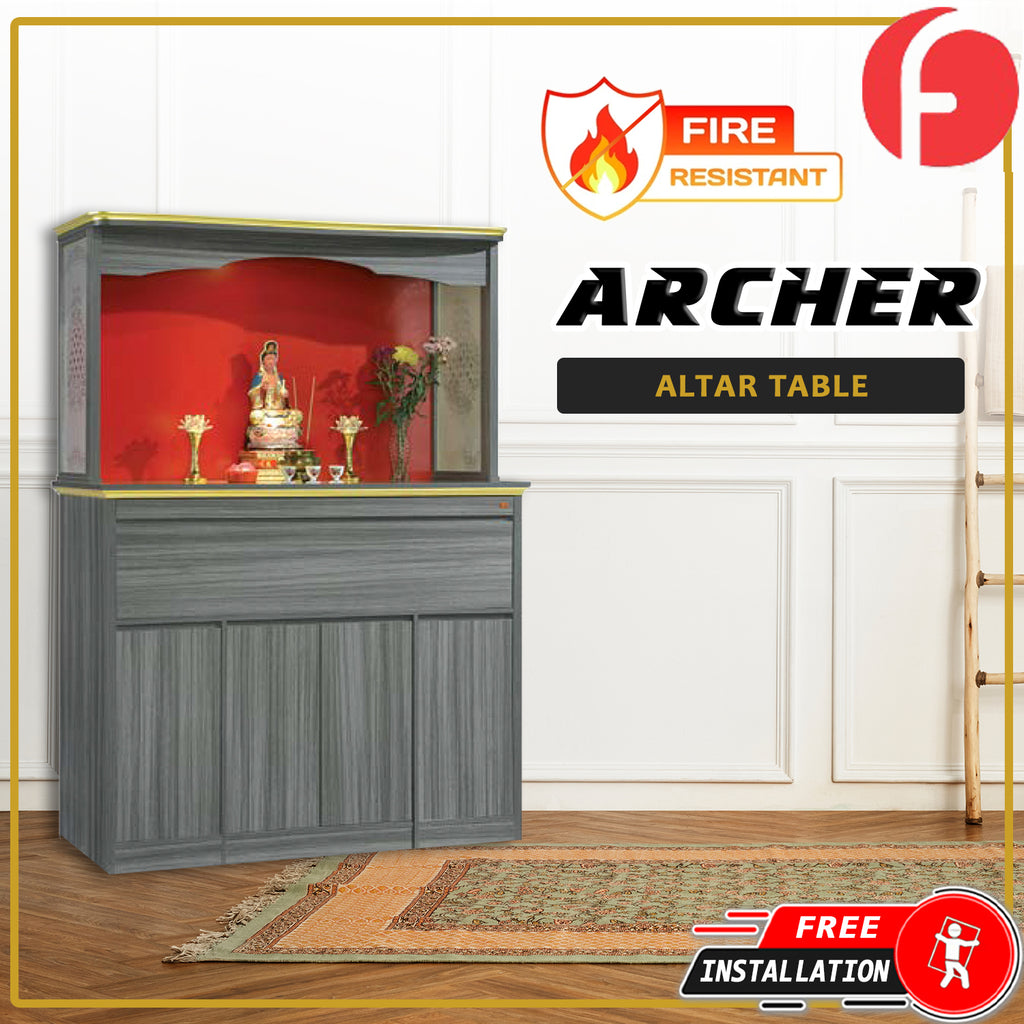 Archer Oriental Altar Table with Top Altar Cabinet Fire Resistant Altar Cabinet