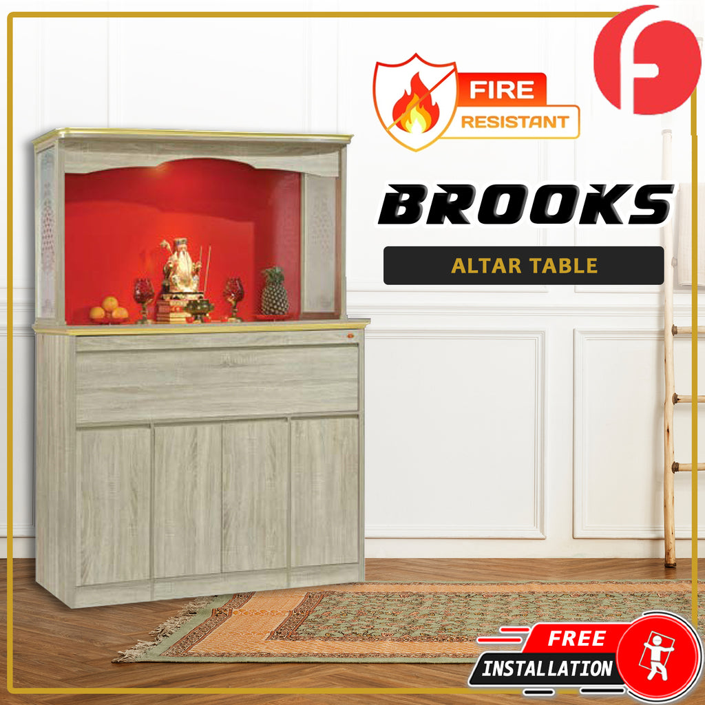 Brooks Oriental Altar Table with Top Altar Cabinet Fire Resistant Altar Cabinet
