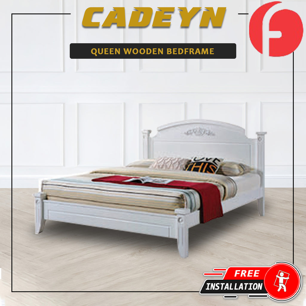 Cadeyn Wooden Bedframe Solid Wood With Plywood Base Queen Size - w/ Mattress Option