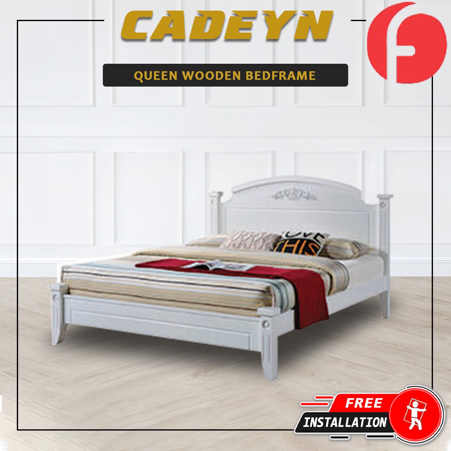 Cadeyn Wooden Bedframe Solid Wood With Plywood Base Queen Size - w/ Mattress Option
