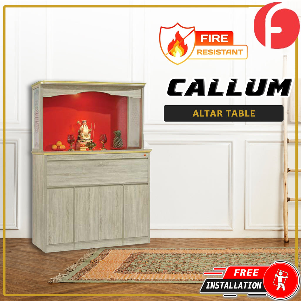 Callum Oriental Altar Table with Top Altar Cabinet Fire Resistant Altar Cabinet