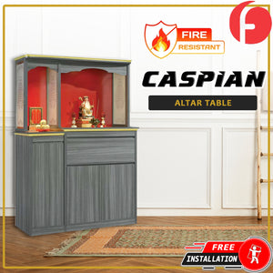 Caspian Oriental Altar Table with Top Altar Cabinet Fire Resistant Laminated MDF Board
