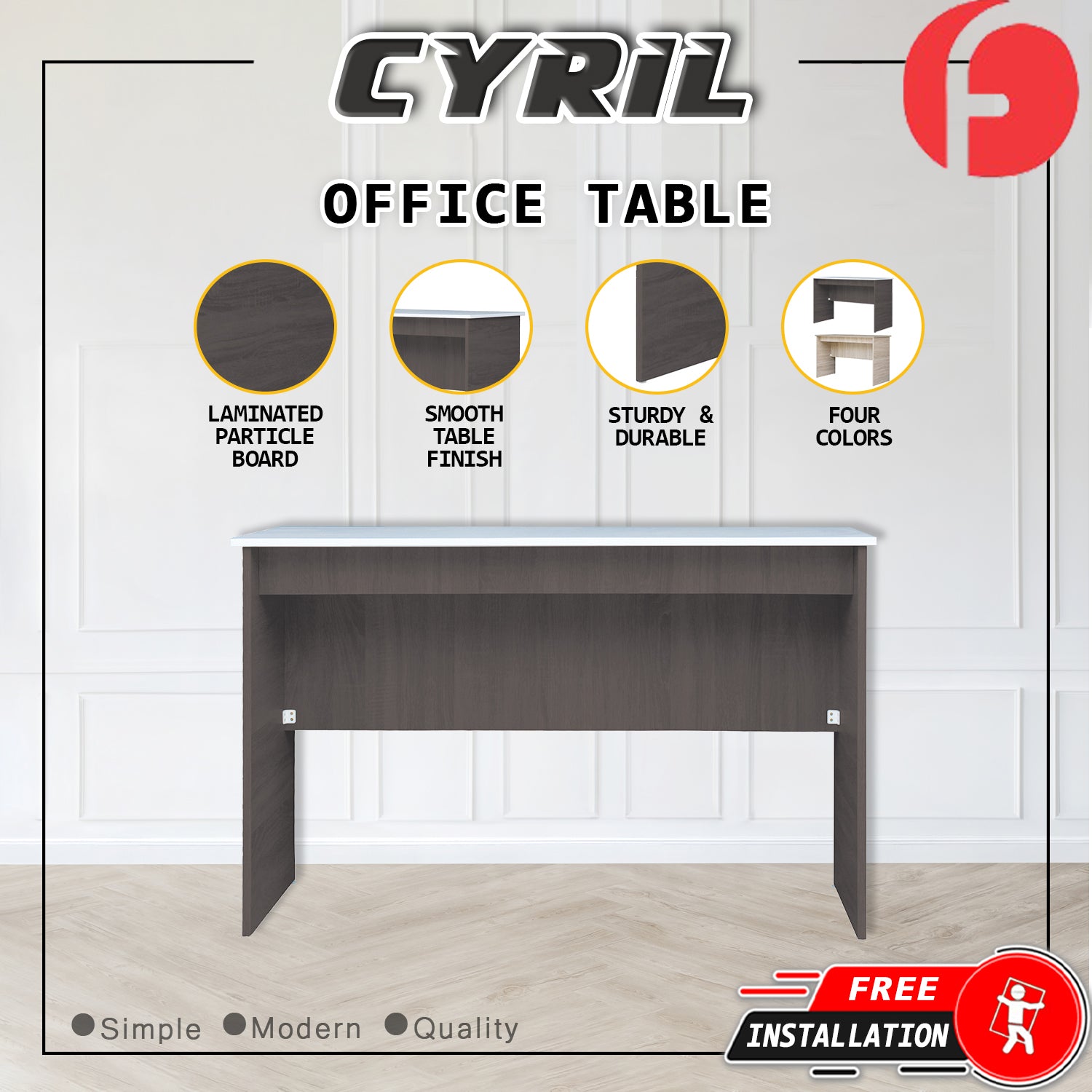 Cyril Study Computer Office Table in 4 Colours