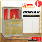 Dorian Oriental Altar Table with Top Altar Cabinet Fire Resistant Altar Cabinet