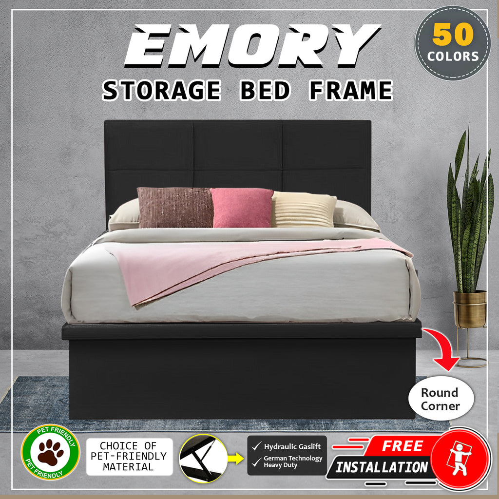 Emory 16" Depth Storage Bedframe w/ Mattress and PetFriendly Fabric Option - All Sizes