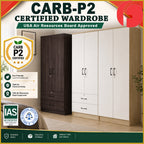 BERLIN CARB-P2 Certified Board 1-5 Door Tall Wardrobe with Drawers and Top Cabinet