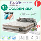 Honey Golden Silk 12" 7-Zone Pocket Spring Mattress FREE TOPPER & PILLOW  -All Sizes