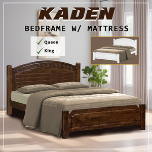 Kaden Queen/King Solid Rubberwood Bed Frame w/ Underbed Space - With Mattress Option