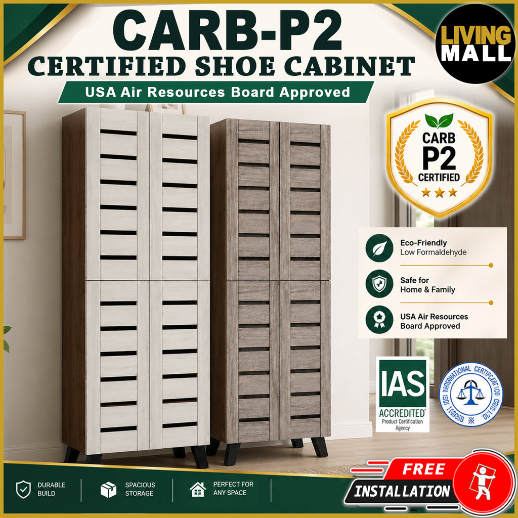 KYLEE 4 Doors Tall Shoe Cabinet Carb-P2 Certified With Air Ventilation Free Installation