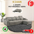 Kiaan Sofa Armrest Storage + Cup Holders 3/4L Shape Sofa Set w/ Pet-Friendly Option