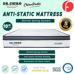 DR Chiro CHIRO PEDIC 10" Bonnel Spring Mattress - Anti-Static Fabric w/ Breathable 3D Mesh