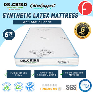 DR Chiro CHIRO SUPPORT 6" Mattress - Full Synthetic Latex w/ Anti-Static Fabric