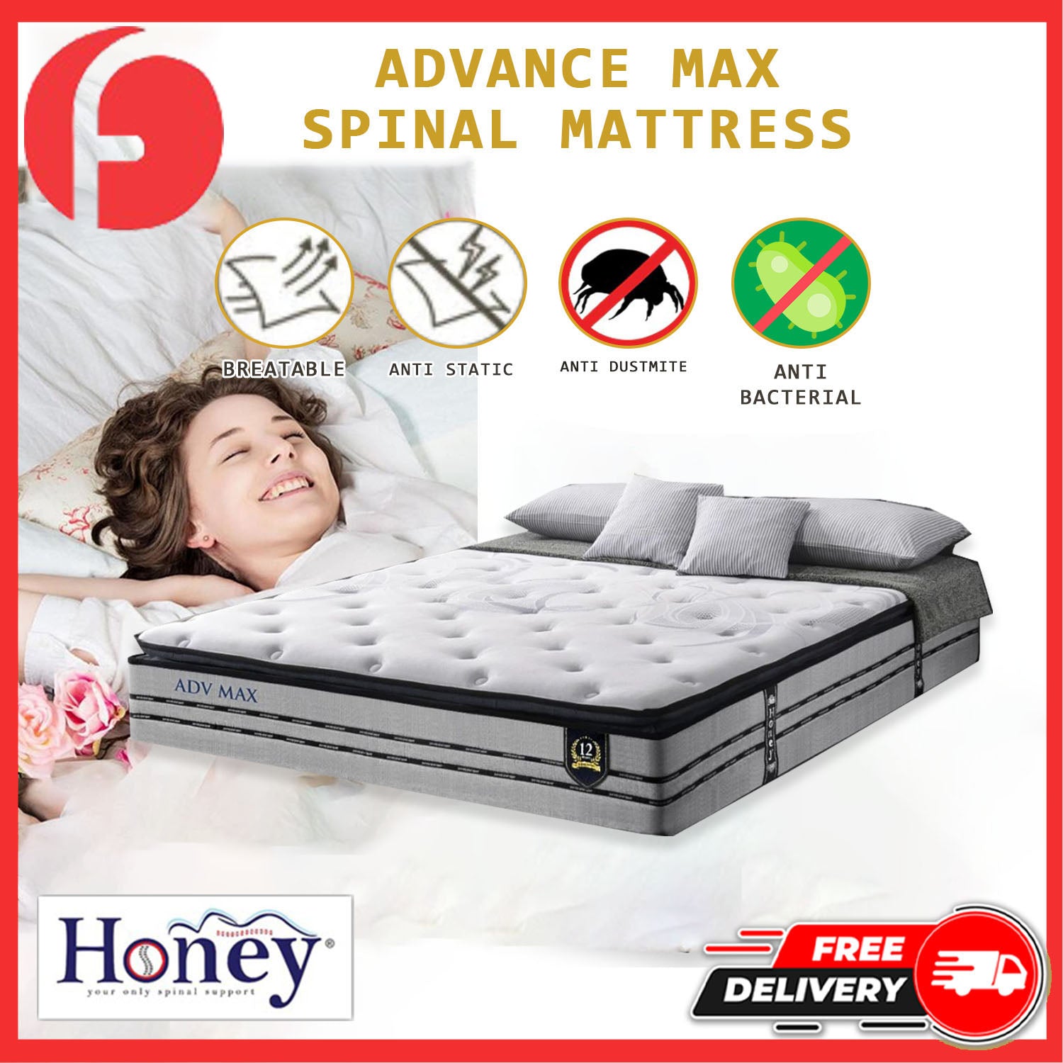 Honey Advance Max Spinal Mattress. All Size Available