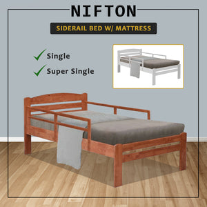 Nifton Single, Super Single Bed Frame Side Rail Child/Elderly Bed w/ Mattress Option