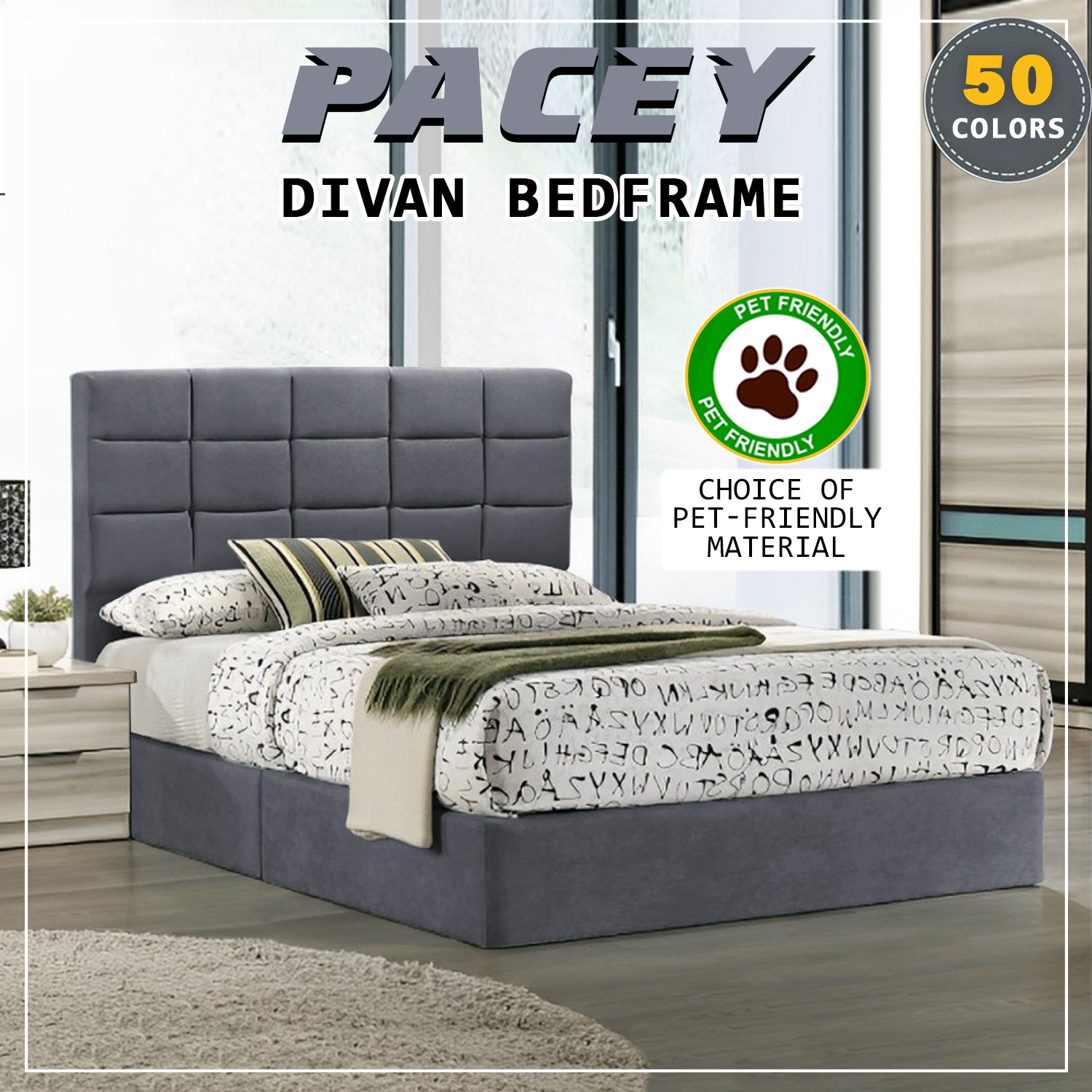 Pacey Divan Bed Frame with Mattress - PetFriendly Scratch Resistant Option / All Sizes