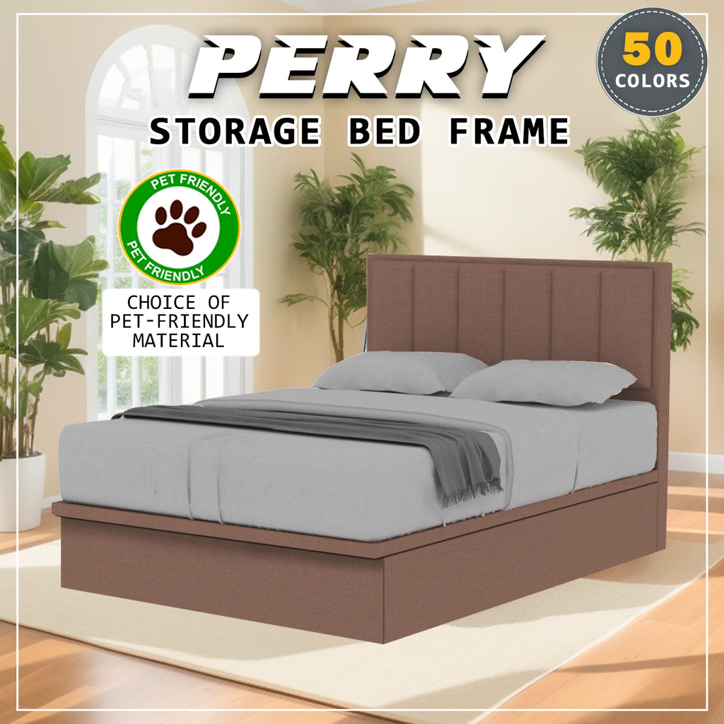 Perry 16" Depth Storage Bedframe w/ Mattress and PetFriendly Fabric Option - All Sizes