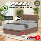 Perry 16" Depth Storage Bedframe w/ Mattress and PetFriendly Fabric Option - All Sizes