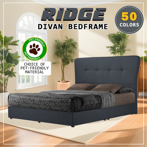 Image of Diomire Ridge Divan Bed Frame with Mattress Add-on - Pet Friendly Option / All Sizes