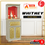 Whitney Oriental Altar Table with Top Altar Cabinet Fire Resistant Altar Cabinet