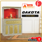 Dakota Oriental Altar Table with Top Altar Cabinet Fire Resistant Altar Cabinet