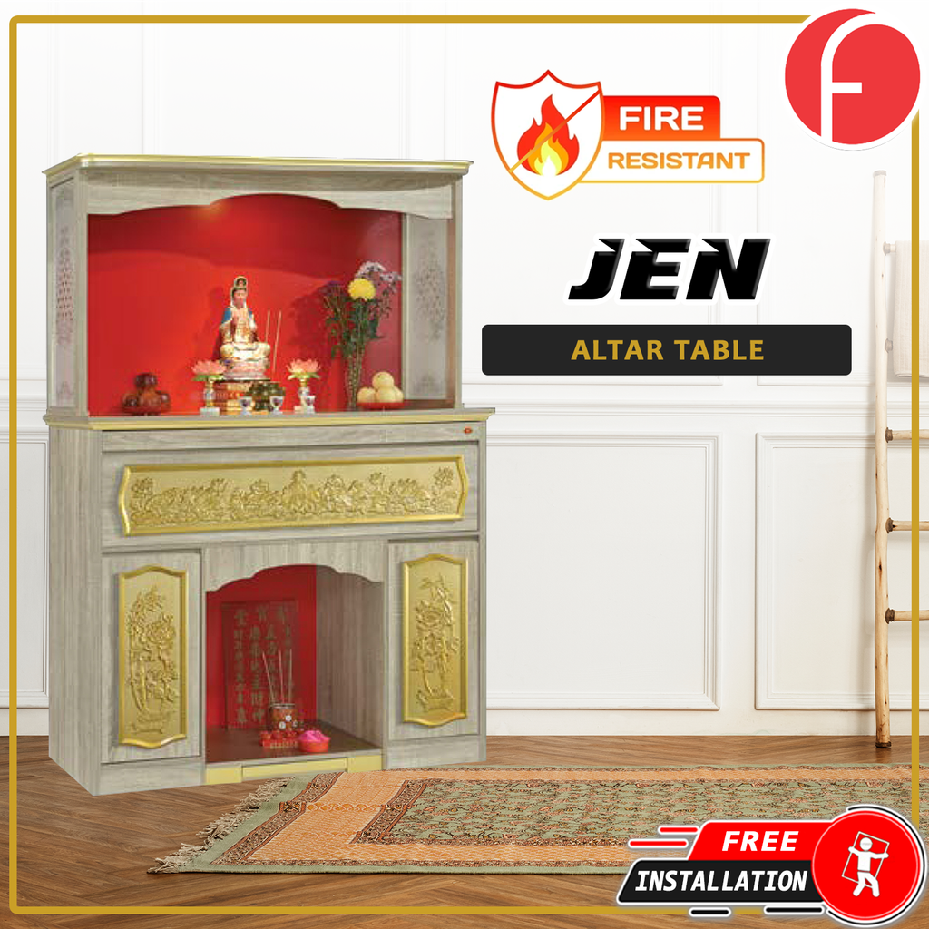 Jen Oriental Altar Table with Top Altar Cabinet Fire Resistant Altar Cabinet