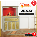 Jessi Oriental Altar Table with Top Altar Cabinet Fire Resistant Altar Cabinet