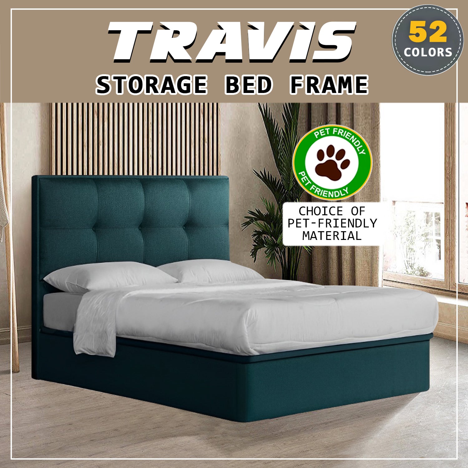 Travis 16" Depth Storage Bedframe w/ Mattress Add On - PetFriendly Option - All Sizes