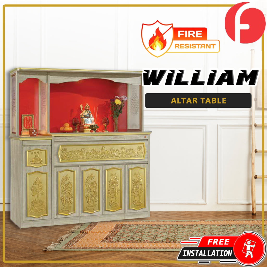 William Oriental Altar Table with Top Altar Cabinet Fire Resistant Altar Cabinet