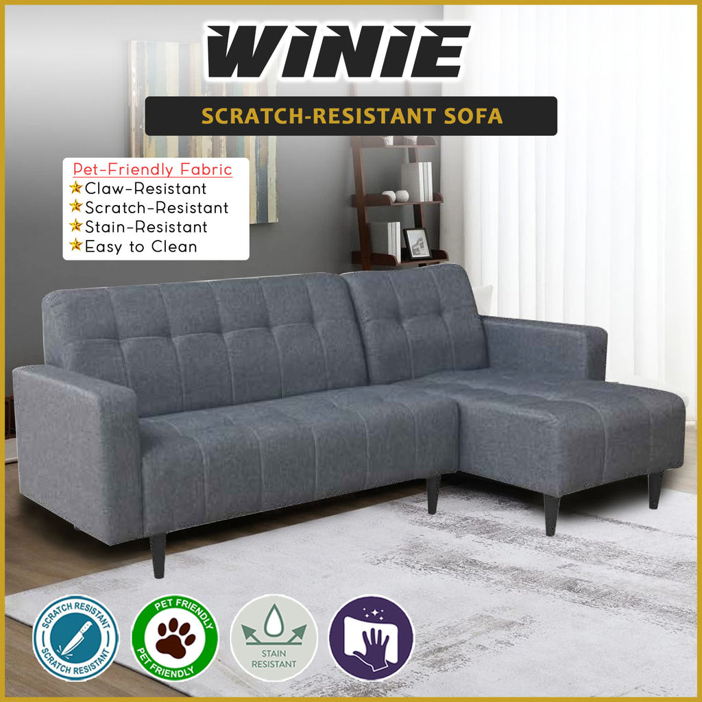 Winie L-Shaped Sofa Left or Right Chaise in 47 Colour -w/ PetFriendly Scartch-Resistant