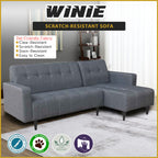 Winie L-Shaped Sofa Left or Right Chaise in 47 Colour -w/ PetFriendly Scartch-Resistant