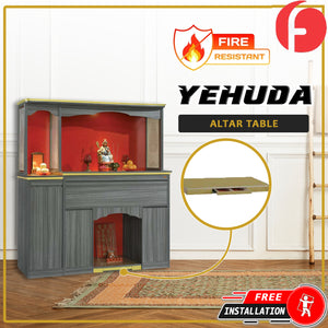Yehuda Oriental Altar Table with Top Altar Cabinet Fire Resistant Laminated Board