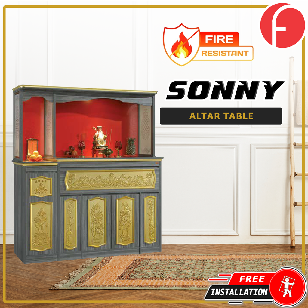Sonny Oriental Altar Table with Top Altar Cabinet Fire Resistant Altar Cabinet