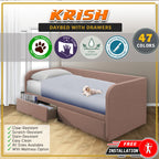 Krish Daybed with Drawers with Mattress - Pet-Friendly Option - 47 Colours