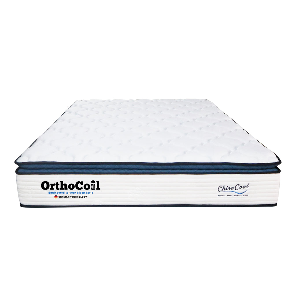 ORTHOCOIL CHIRO COOL 12" 5-Zone Pocketed Spring Mattress - Synthetic Latex and Ice Silk Cooling Fabric
