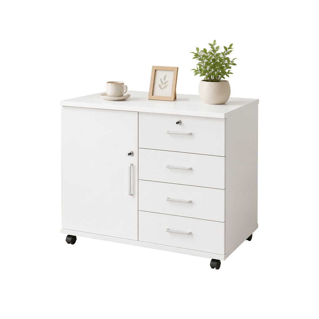 KIERA File Cabinet Office with Lock Pedestal Mobile Storage Cabinet with Wheels 3 Colours