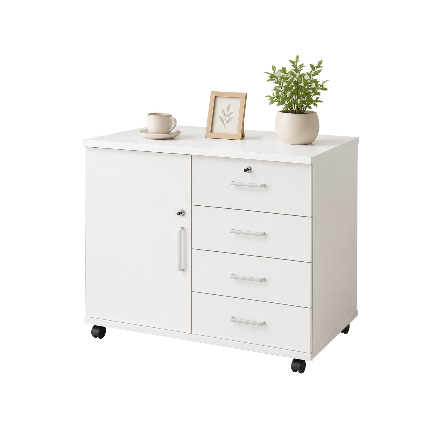 KIERA File Cabinet Office with Lock Pedestal Mobile Storage Cabinet with Wheels 3 Colours