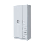 Serin Series 3 Door Soft Closing Wardrobe Fully Laminated Back Panel in 6 Colours